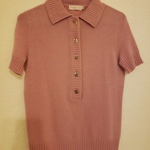 Tory burch cashmere short sleeve sweater